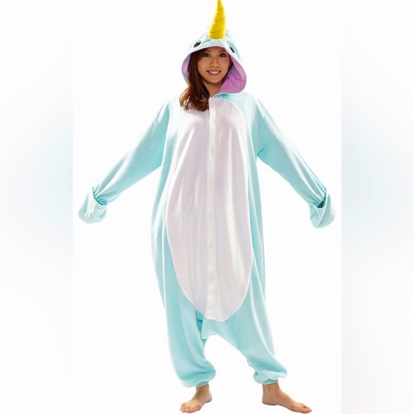 BLUE NARWHAL KIGURUMI ADULT ONESIE COSTUME 🌟EUC🌟 - Picture 1 of 16